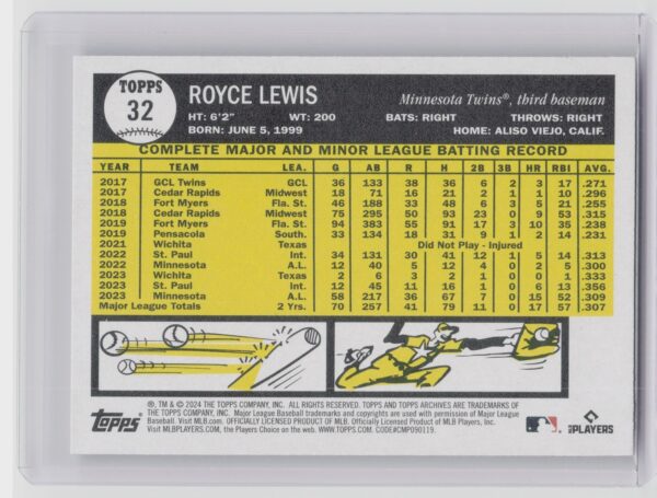 2024 Topps Archives Royce Lewis #32 Twins - Image 3