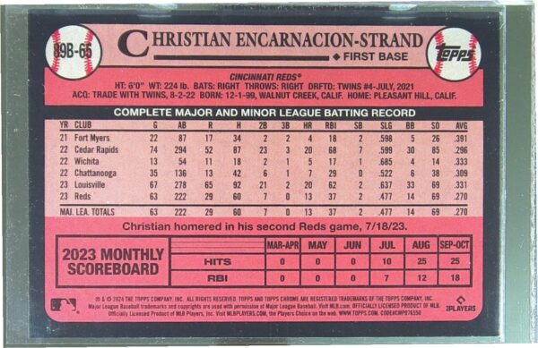 2024 Topps Christian Encarnacion-Strand R #89B-65 Reds 1989 35th Anniversary Foi - Image 3