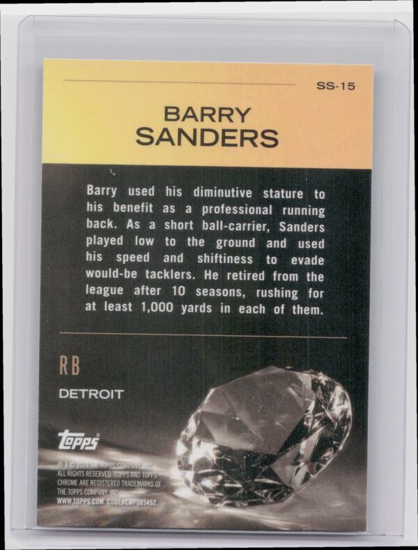 2024 Topps Chrome Barry Sanders SS-15 Lions Sunday Swag - Image 3