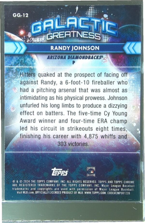 2024 Topps Chrome Cosmic Randy Johnson #GG-12 Diamondbacks Galactic Greatness - Image 3