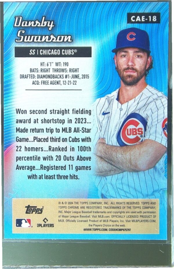 2024 Topps Chrome Dansby Swanson #CAE-18 Cubs Chrome All Etch - Image 3