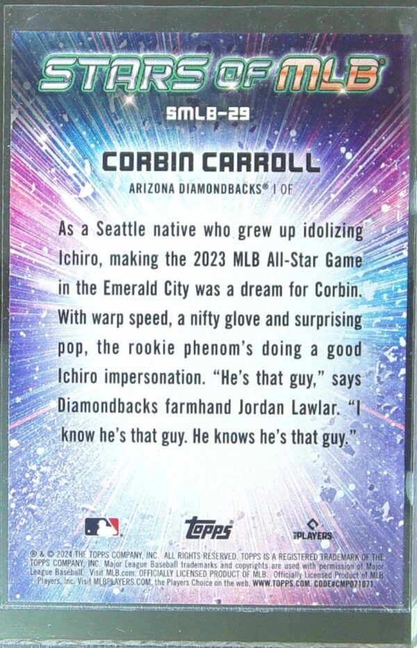 2024 Topps Corbin Carroll #SMLB-29 Diamondbacks Stars of MLB - Image 3