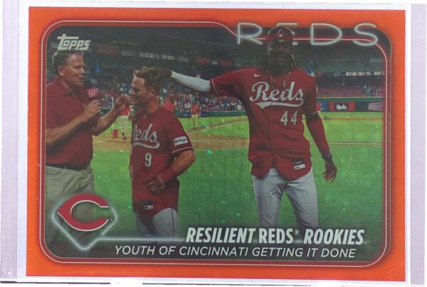2024 Topps Resilient Reds Rookies: Youth of Cincinnati Orange Crackle Foil /299