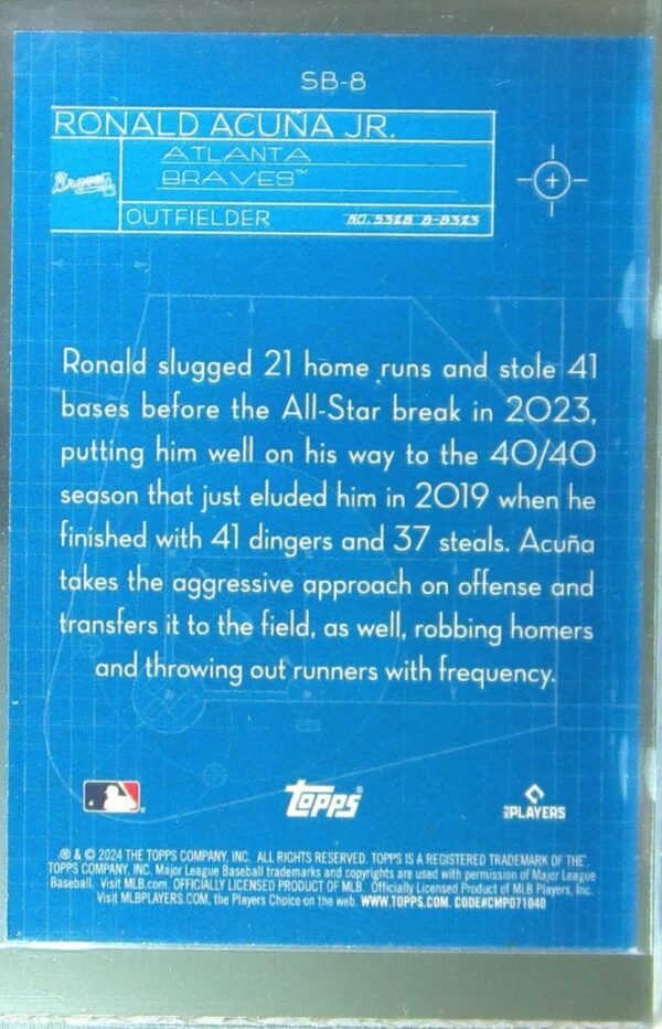 2024 Topps Ronald Acuna Jr. #SB-8 Braves Superstar Blueprint - Image 3