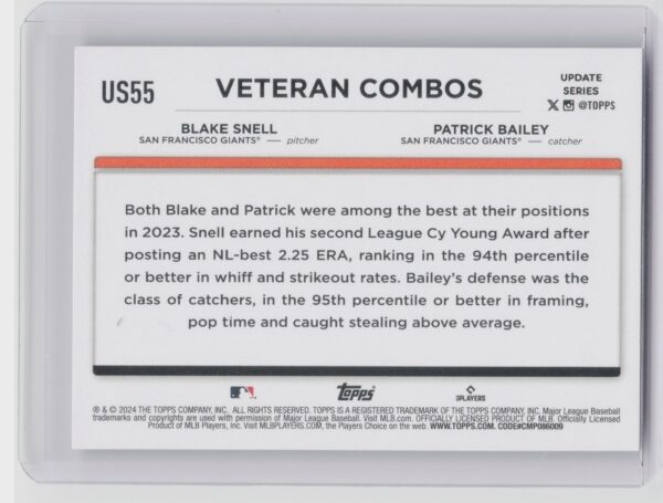 2024 Topps Update Quick Studies: New Mates Bond in S.F. (Bailey / Snell) - Image 3