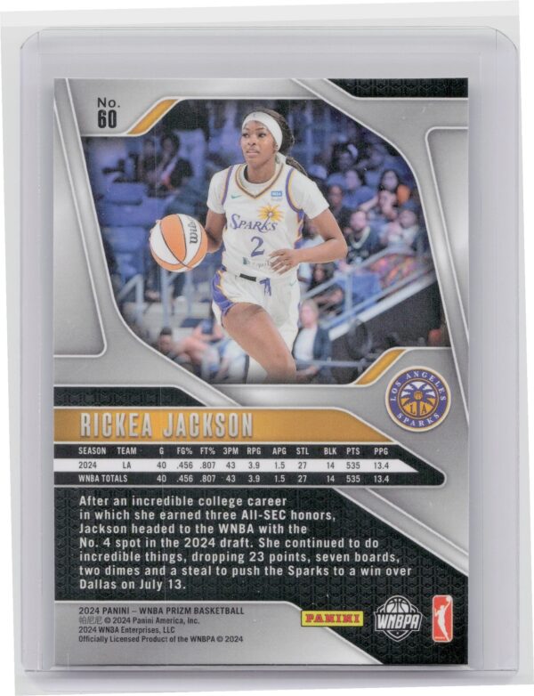 2024 WNBA Panini Prizm Rickea Jackson Rookie #60 Sparks - Image 3