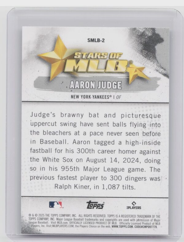 2025 Topps Aaron Judge #SMLB-2 Yankees Stars of MLB - Image 3