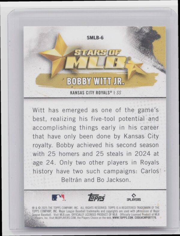 2025 Topps Bobby Witt Jr. SMLB-6 - Image 3