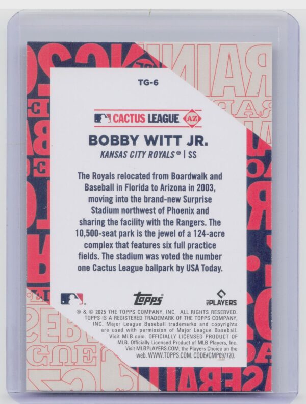 2025 Topps Bobby Witt Jr. #TG-6 Royals Training Grounds - Image 3
