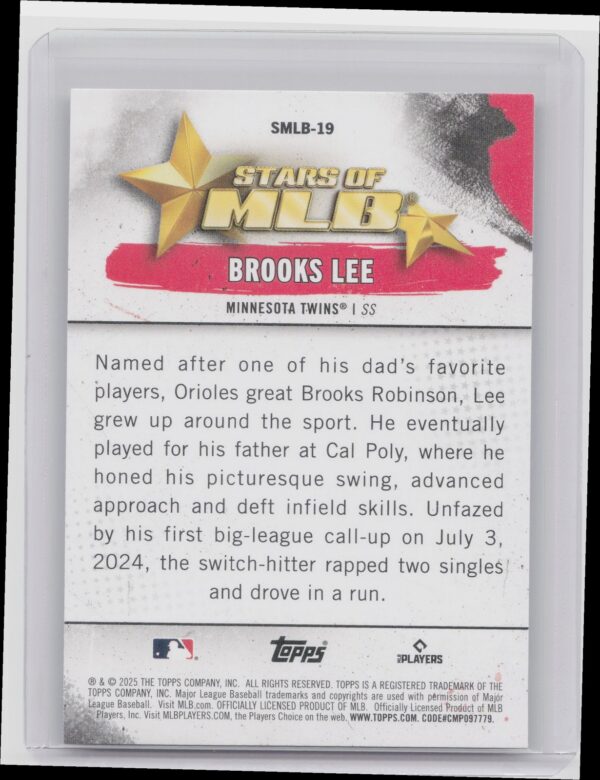2025 Topps Brooks Lee #SMLB-19 Twins Stars of MLB - Image 3