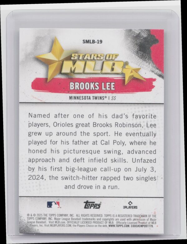 2025 Topps Brooks Lee #SMLB-19 Twins Stars of MLB - Image 3