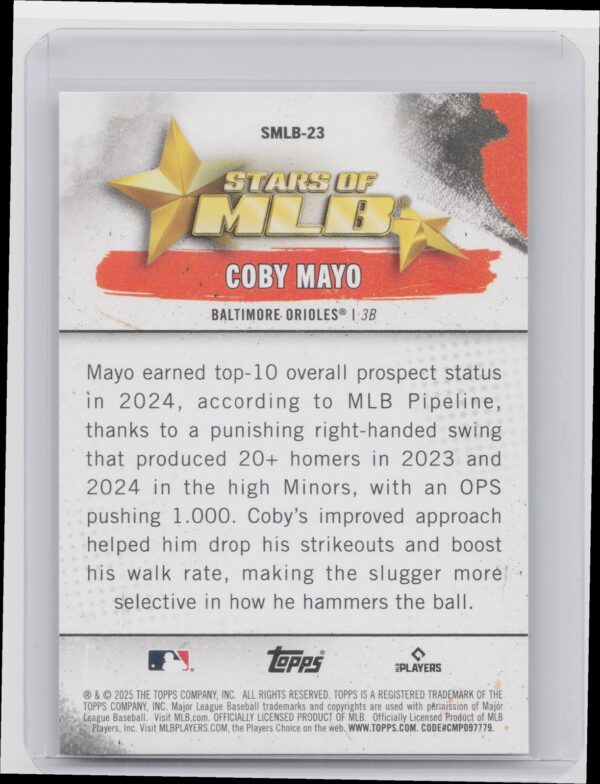 2025 Topps Coby Mayo #SMLB-23 Orioles Stars of MLB - Image 3