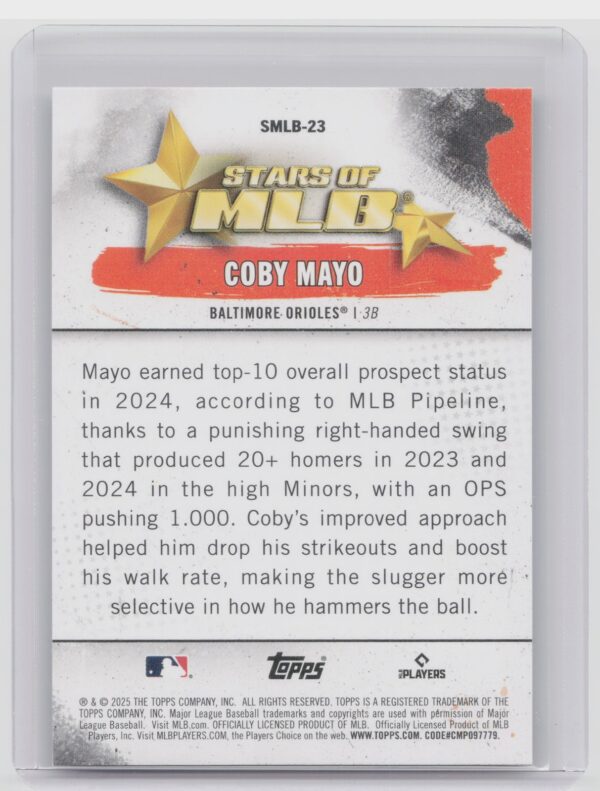 2025 Topps Coby Mayo #SMLB-23 Orioles Stars of MLB - Image 3