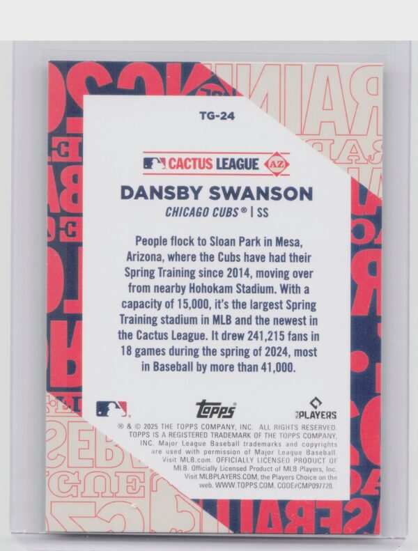 2025 Topps Dansby Swanson #TG-24 Cubs Training Grounds - Image 3