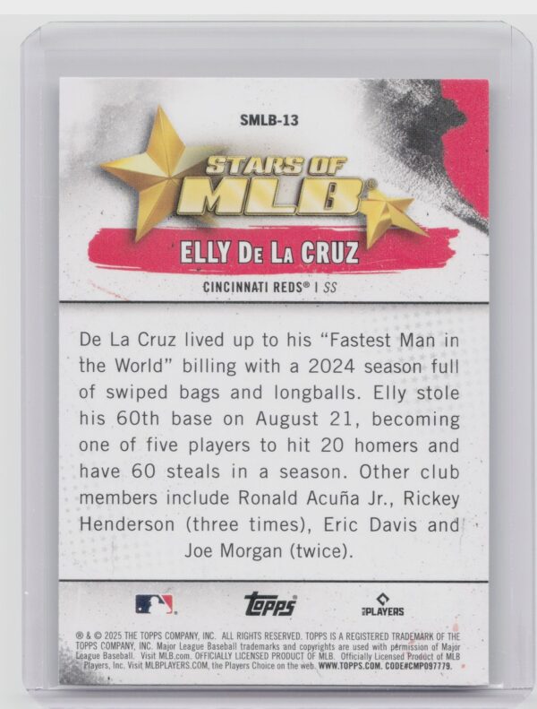 2025 Topps Elly de la Cruz #SMLB-13 Reds Stars of MLB - Image 3