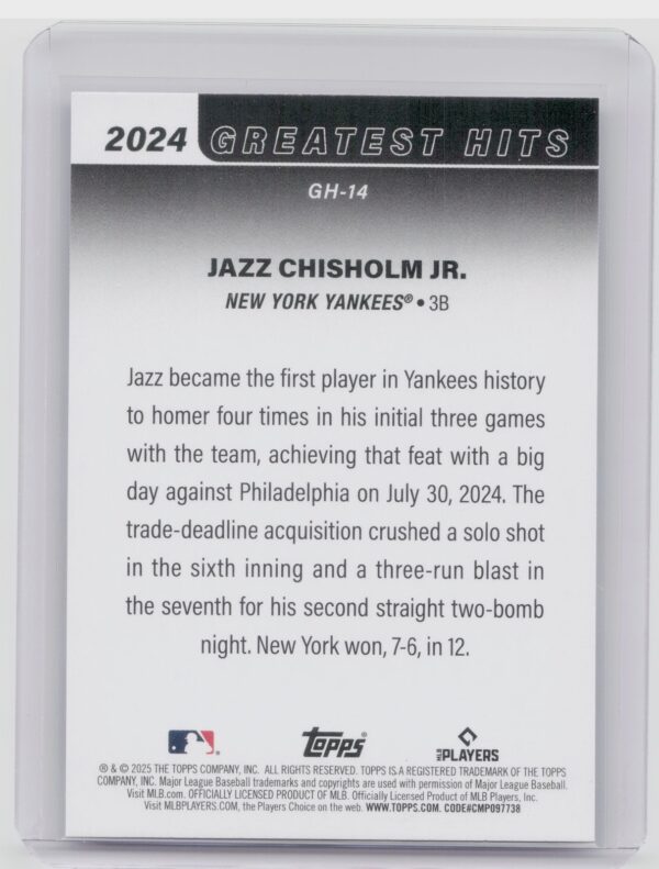 2025 Topps Jazz Chisholm Jr. #GH-14 Yankees 2024 Greatest Hits - Image 3