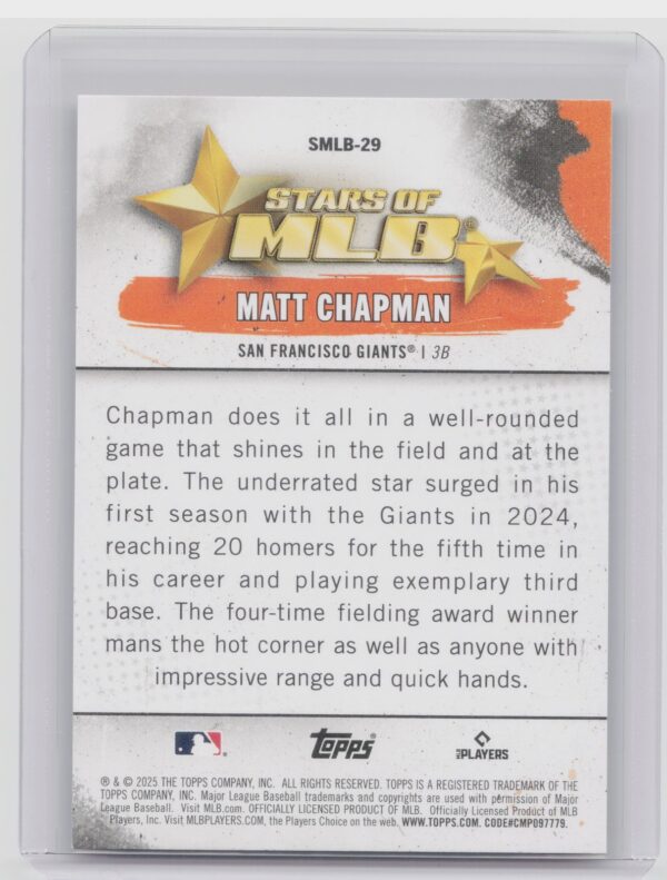 2025 Topps Matt Chapman #SMLB-29 Giants Stars of MLB - Image 3