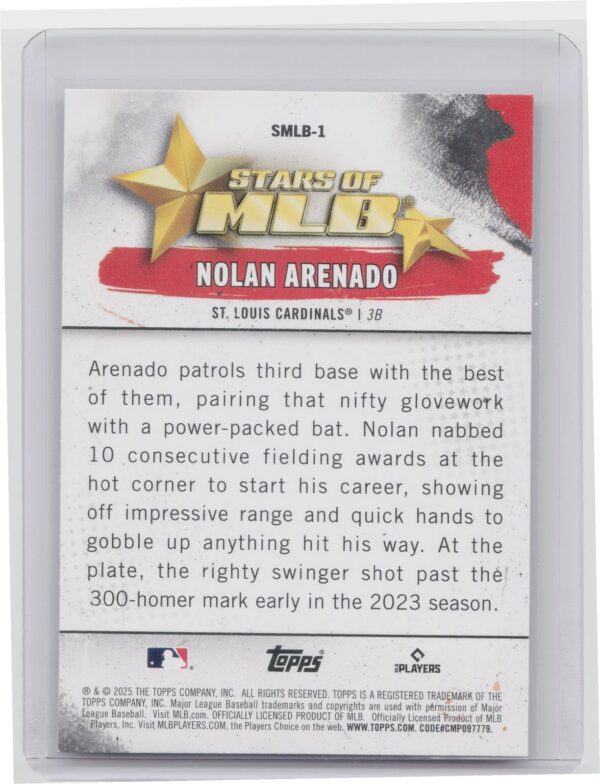 2025 Topps Nolan Arenado #SMLB-1 Cardinals Stars of MLB - Image 3