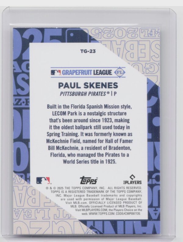 2025 Topps Paul Skenes #TG-23 Pirates Training Grounds - Image 3