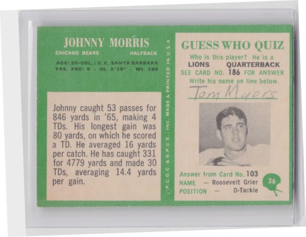 1966 Philadelphia Johnny Morris #36 Bears - Image 3