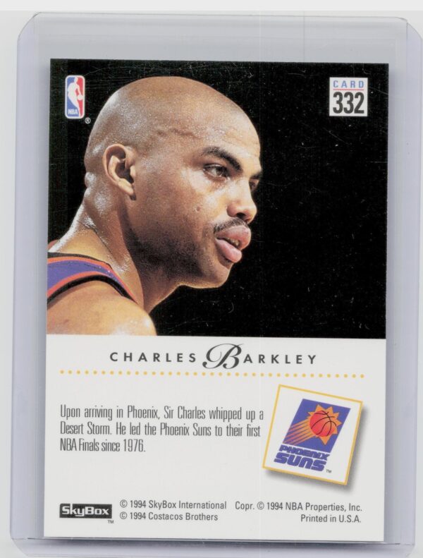 1993-94 SkyBox Premium Charles Barkley #332 Suns - Image 3