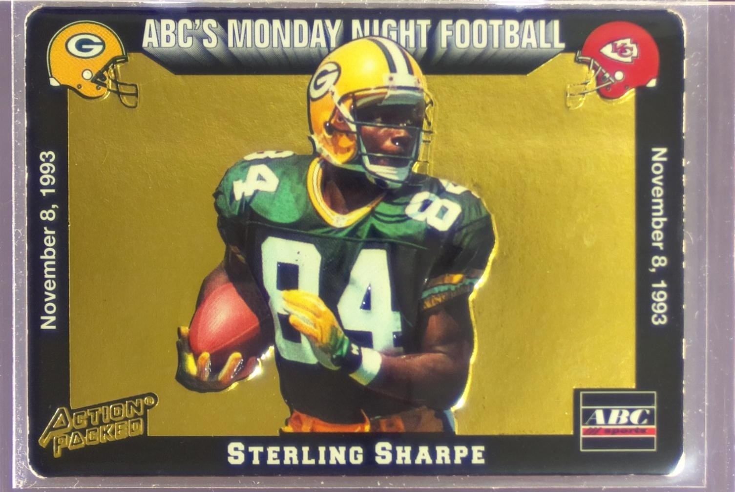 1993 Action Packed Monday Night Football Sterling Sharpe #39 Packers