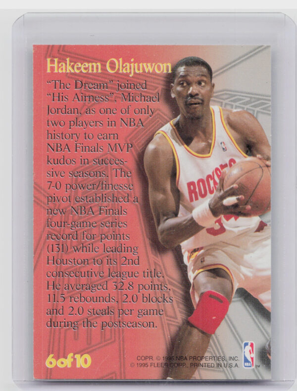 1995-96 Metal Hakeem Olajuwon #6 Rockets Steel Tower - Image 3