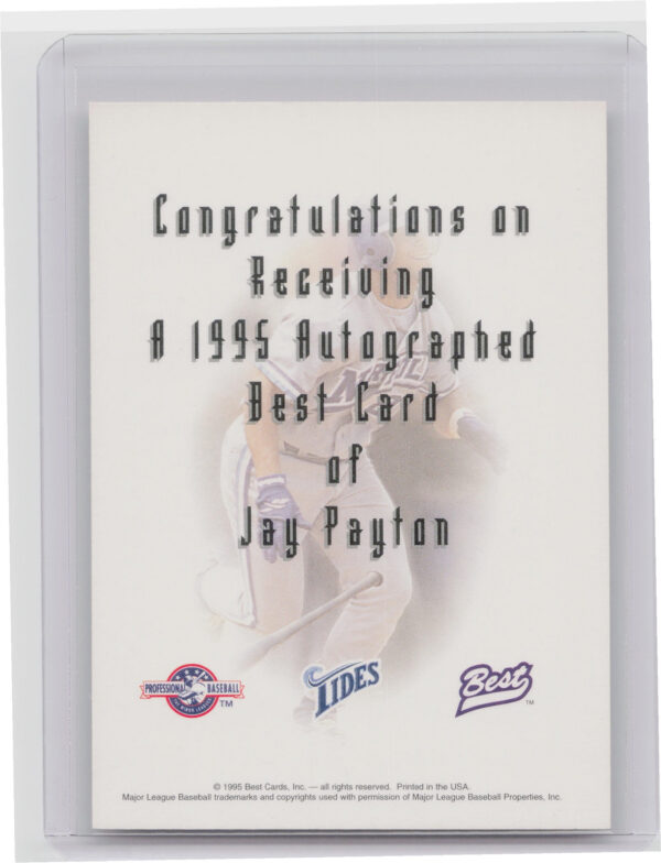 1995 Best Jay Payton AU #NNO Tides Autographs - Image 3