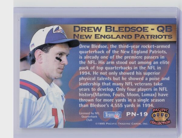 1995 Pacific Crown Royale Drew Bledsoe #PN-19 Patriots Pride of the NFL - Image 3