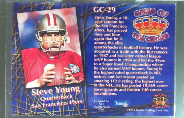 1995 Pacific Steve Young #GC-29 49ers Gems of the Crown - Image 3