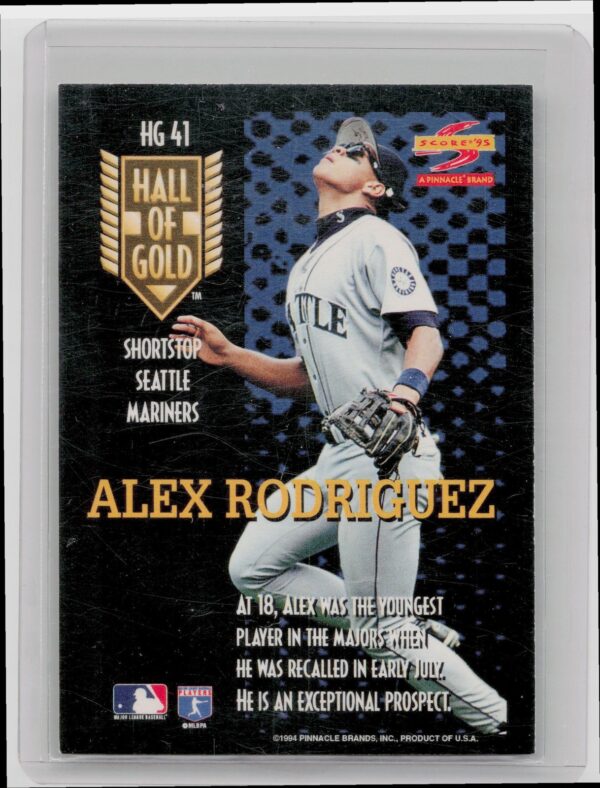 1995 Score Alex Rodriguez #HG41 Mariners Hall of Gold - Image 3