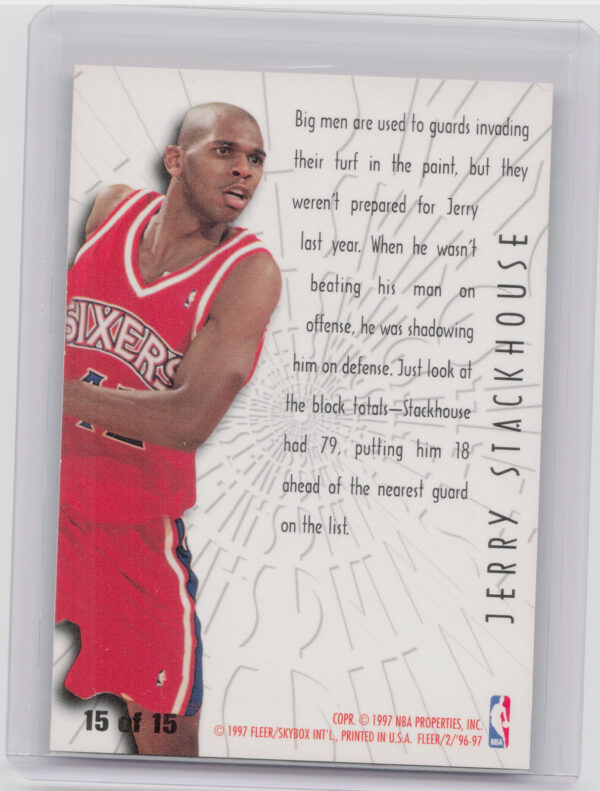 1996-97 Fleer Jerry Stackhouse #15 76ers Swing Shift - Image 3