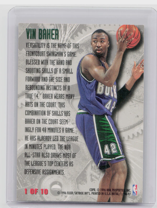 1996-97 Metal Vin Baker #1 Bucks Power Tools - Image 3