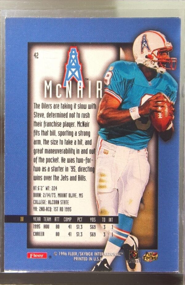 1996 Fleer Ultra Sensations Steve McNair Blue #42 Oilers - Image 3