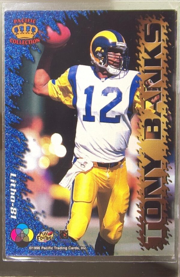 1996 Pacific Litho-Cel Tony Banks RC #Litho-81 Rams - Image 3
