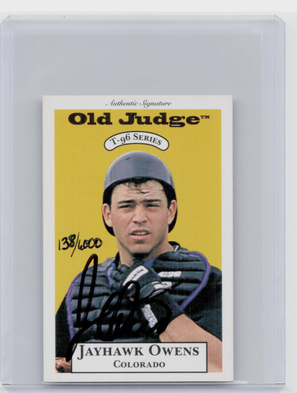 1996 Signature Rookies Old Judge Jayhawk Owens AU SN6000 #25 Sox Signatures