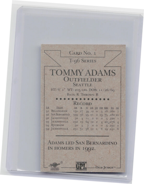 1996 Signature Rookies Old Judge Tommy Adams AU SN6000 #1 Suns Signatures - Image 3
