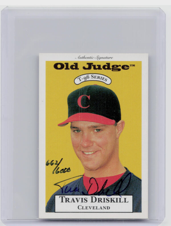 1996 Signature Rookies Old Judge Travis Driskill AU SN6000 #9 Indians Signatures