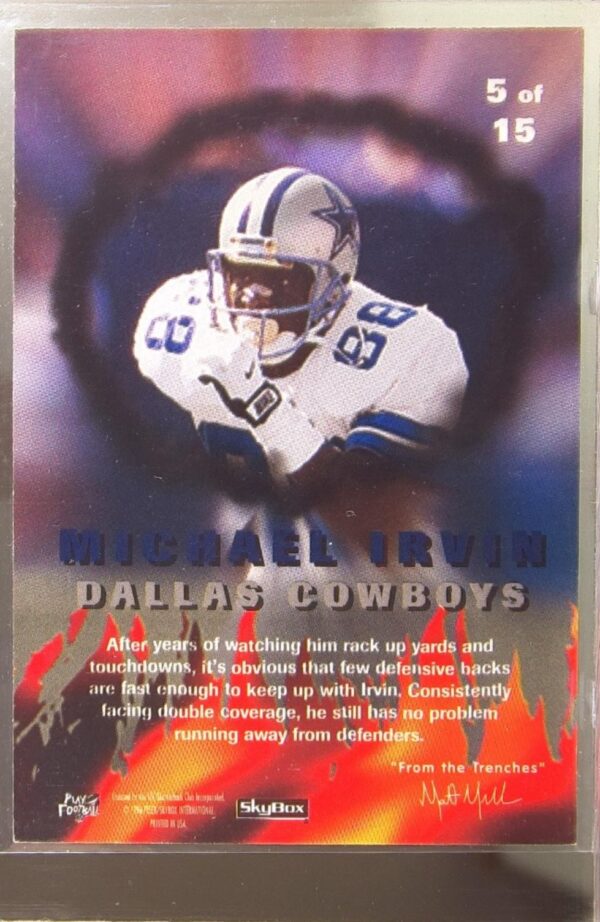 1996 SkyBox Impact Michael Irvin #5 Cowboys Excelerators - Image 3