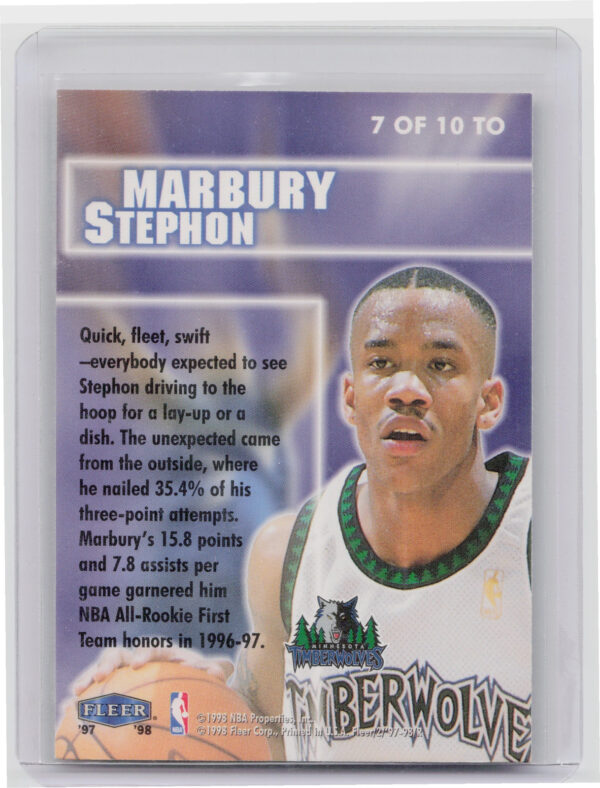 1997-98 Fleer Stephon Marbury #7 TO Timberwolves Total - Image 3