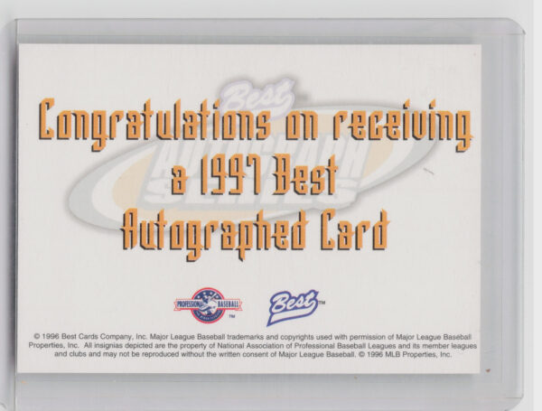 1997 Best Randall Simon AU #NNO Braves Autographs Prospect Series - Image 3
