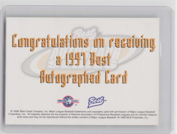 1997 Best Randall Simon AU #NNO Braves Autographs Prospect Series - Image 3