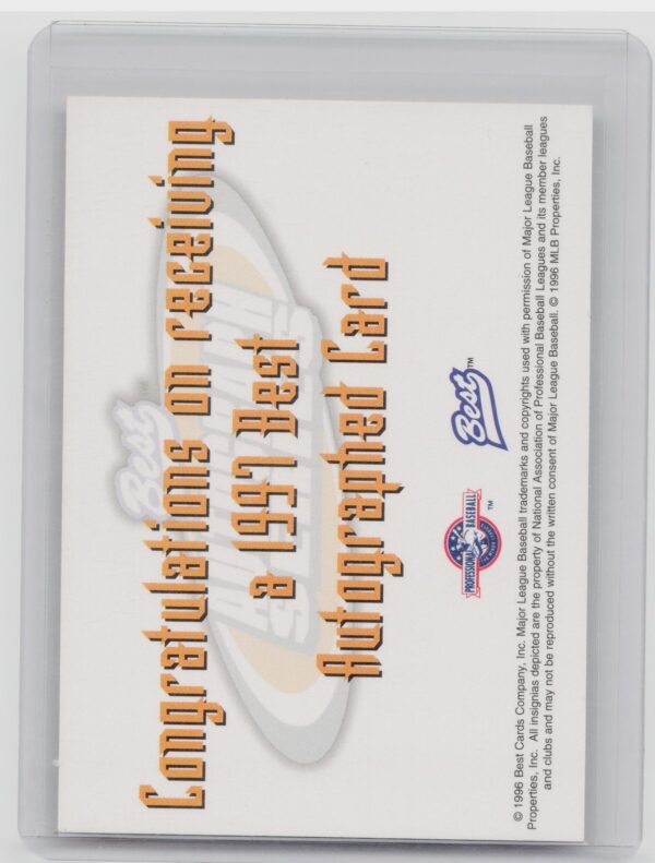 1997 Best Randall Simon Auto #NNO Braves Autographs Autograph Series - Image 3
