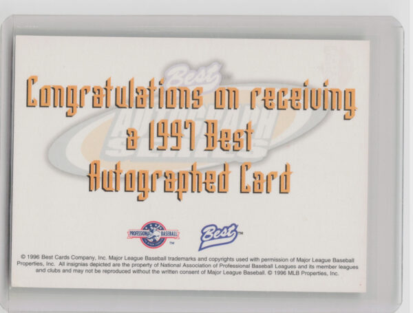 1997 Best Wes Helms AU #NNO Bulls Autographs Prospect Series - Image 3