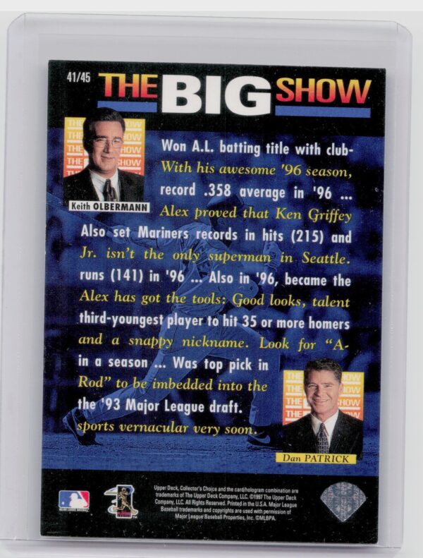 1997 Collector's Choice Alex Rodriguez #41 Mariners The Big Show - Image 3