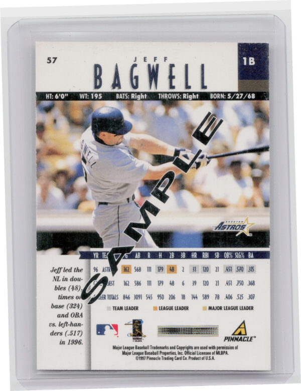 1997 New Pinnacle Jeff Bagwell SAMPLE PROMO #57 Astros - Image 3
