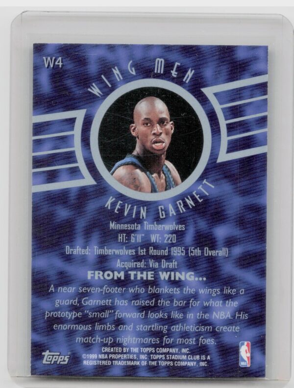 1998-99 Stadium Club Kevin Garnett #W4 Timberwolves Wing Men - Image 3