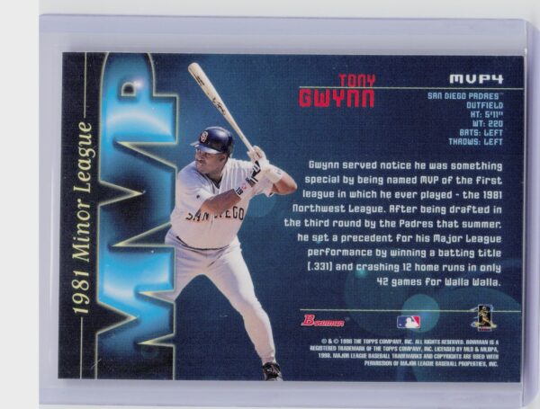 1998 Bowman Tony Gwynn #MVP4 Padres Minor League MVPs - Image 3