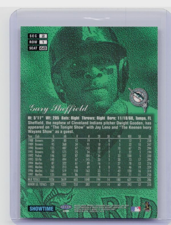 1998 Flair Showcase Gary Sheffield Flair Showcase Row 1 (Grace) #68 Marlins - Image 3