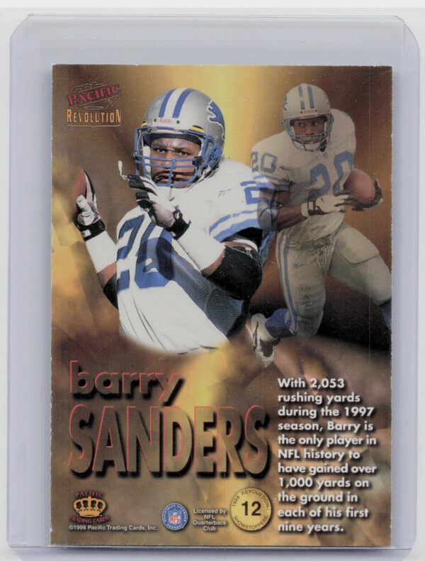 1998 Pacific Revolution Barry Sanders showstoppers #12 Lions - Image 3